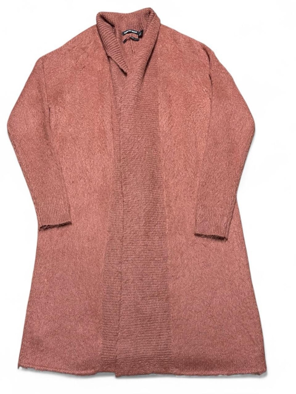 Country Road Italian Yarn Women's Size M Mohair Shawl Neck Cardigan Terracotta